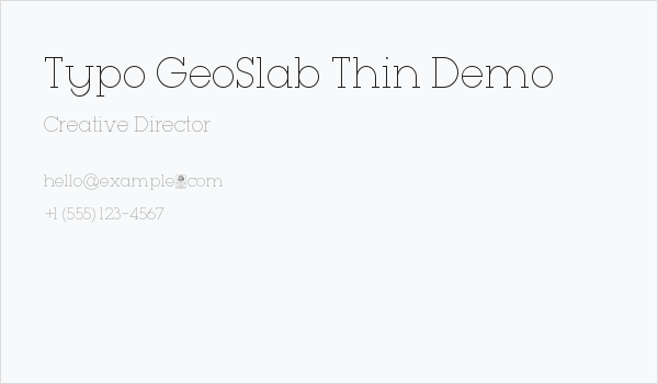 Typo GeoSlab Thin Demo Business Card