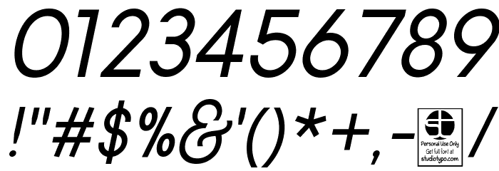 Typo Gotika Demo Italic Font OTHER CHARS