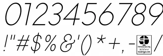 Typo Gotika Light Demo Italic Font OTHER CHARS