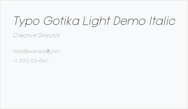 Typo Gotika Light Demo Italic Business Card