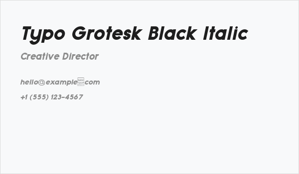 Typo Grotesk Black Italic Business Card