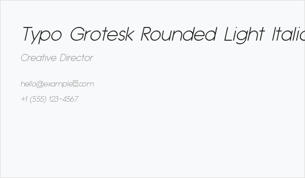 Typo Grotesk Rounded Light Italic Business Card