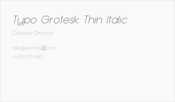 Typo Grotesk Thin Italic Business Card
