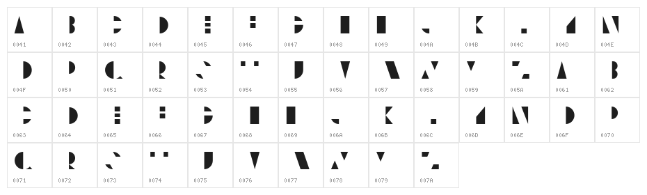 Typo Layer Inferior Layer Character Map