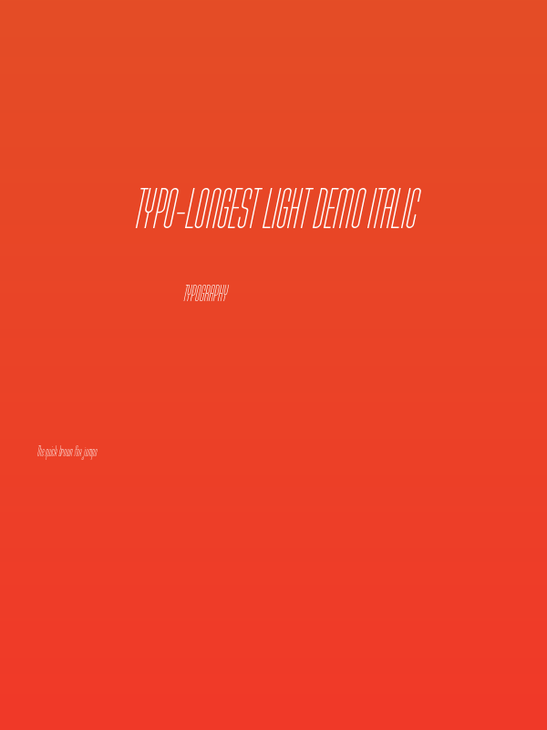 Typo-Longest Light Demo Italic Poster