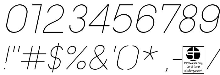Typo Ring Light Demo Italic Font OTHER CHARS