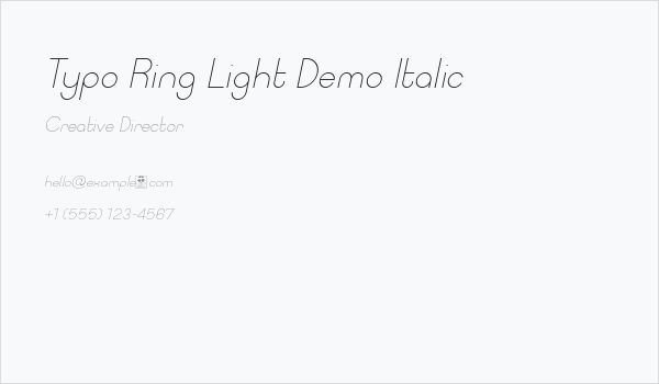 Typo Ring Light Demo Italic Business Card