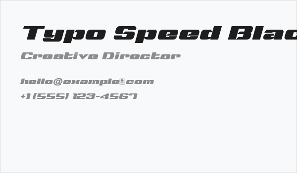 Typo Speed Black Demo Italic Business Card