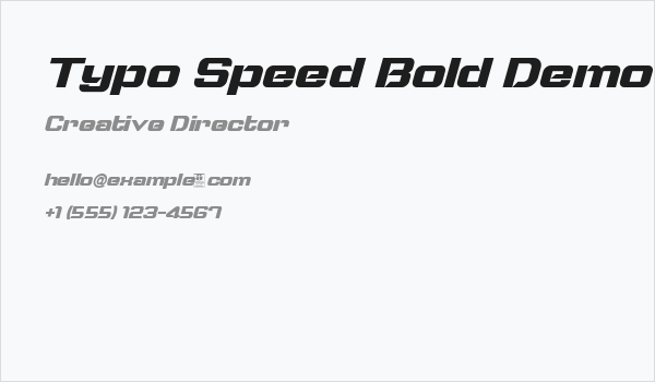 Typo Speed Bold Demo Italic Business Card