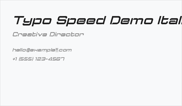 Typo Speed Demo Italic Business Card