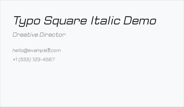 Typo Square Italic Demo Business Card
