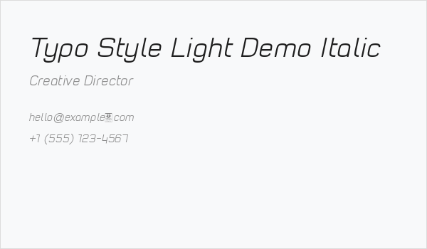 Typo Style Light Demo Italic Business Card