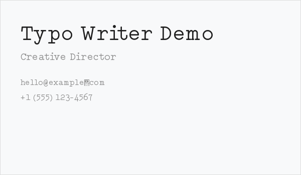 Typo Writer Demo Business Card
