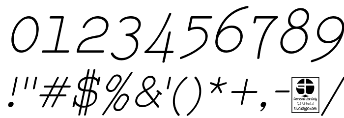 Typo Writer Light Demo Italic Font OTHER CHARS