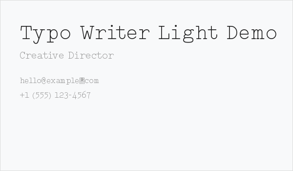 Typo Writer Light Demo Business Card