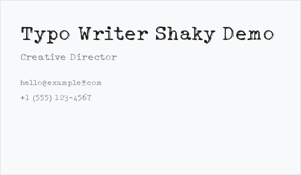 Typo Writer Shaky Demo Business Card