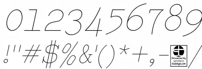 Typo Writer Thin Demo Italic Font OTHER CHARS