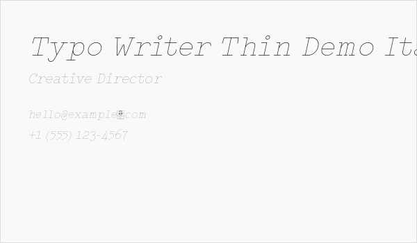 Typo Writer Thin Demo Italic Business Card