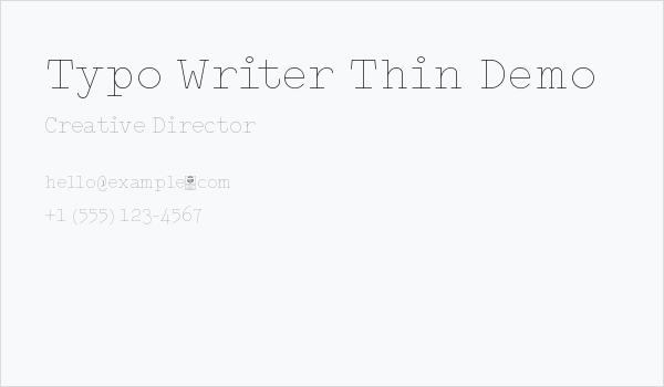 Typo Writer Thin Demo Business Card