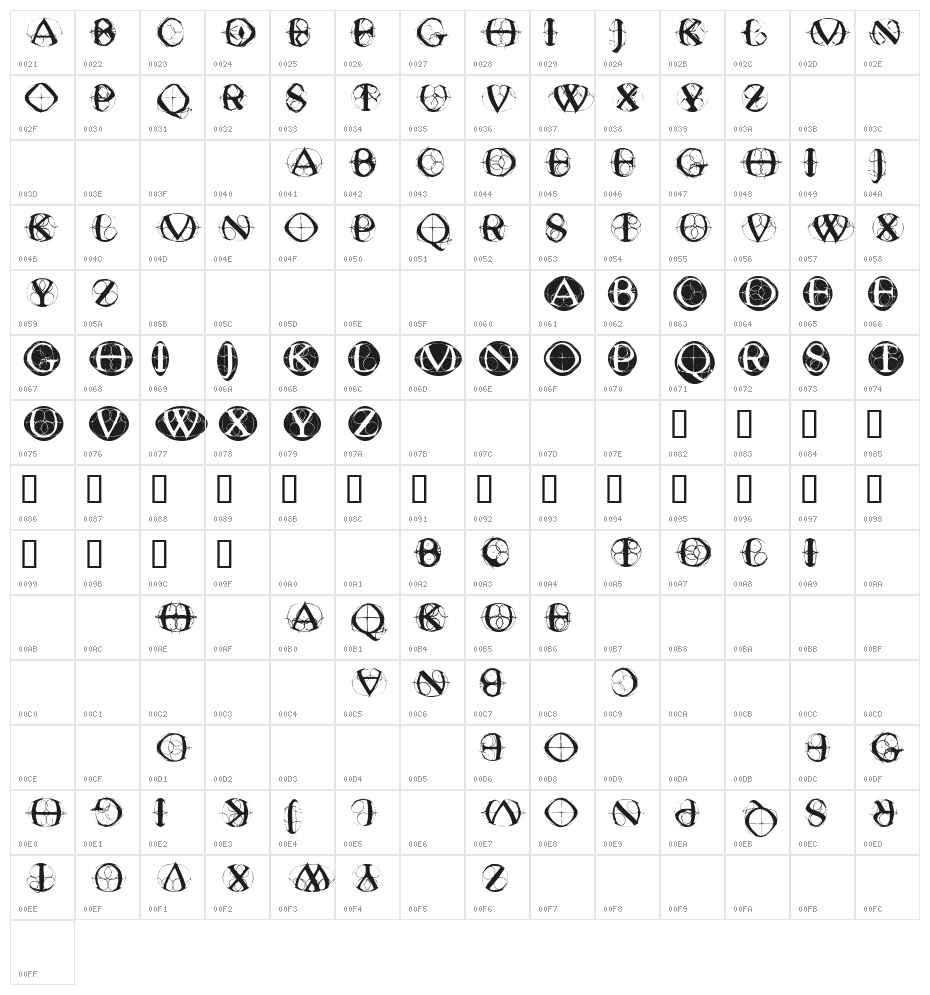 TypoGhosts Character Map