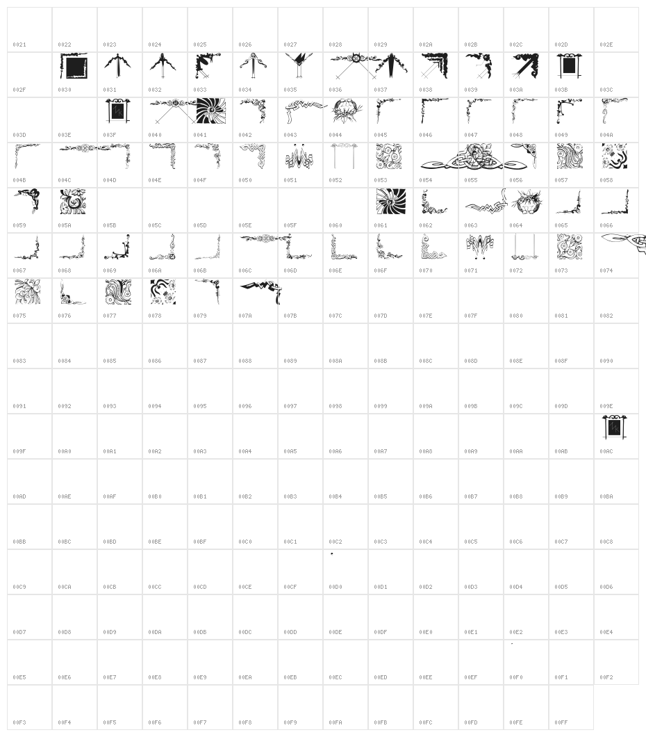 TypoGraphicEdges Character Map