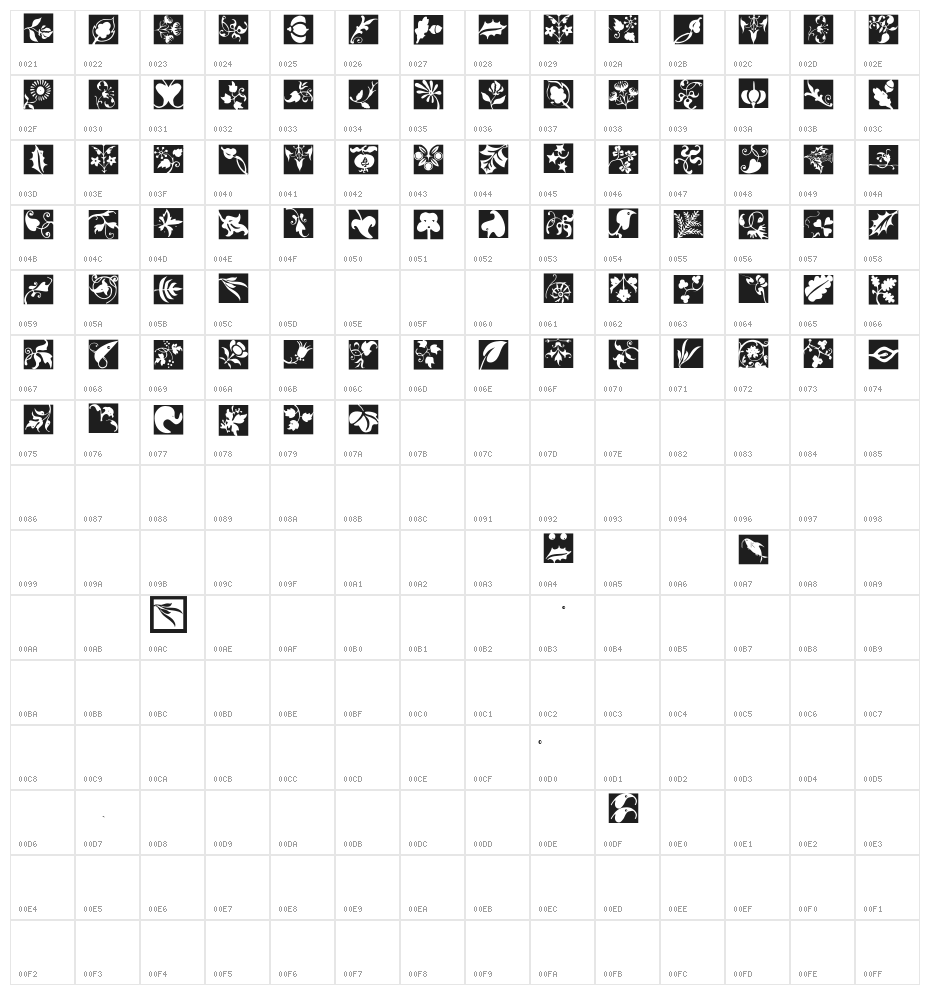 TypoJewelsSquaresInvers Character Map