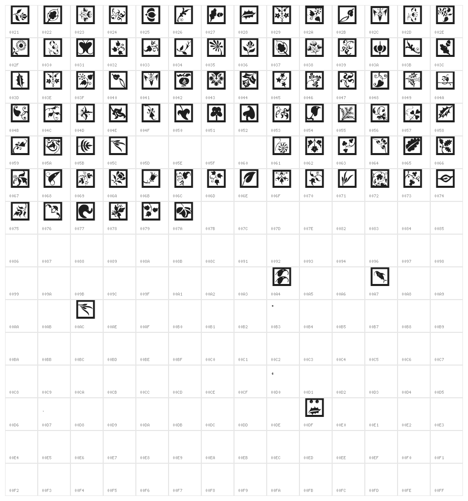 TypoJewelsSquares Character Map