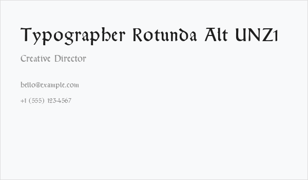 Typographer Rotunda Alt UNZ1 Business Card
