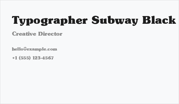 Typographer Subway Black Business Card