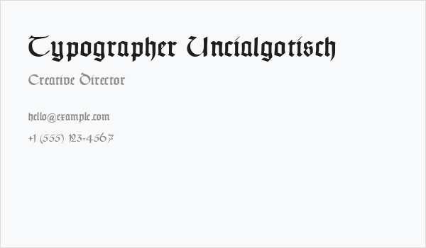 Typographer Uncialgotisch Business Card