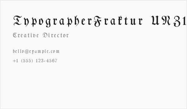 TypographerFraktur UNZ1 Medium Business Card