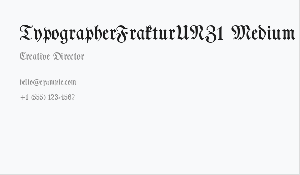 TypographerFrakturUNZ1 Medium Business Card
