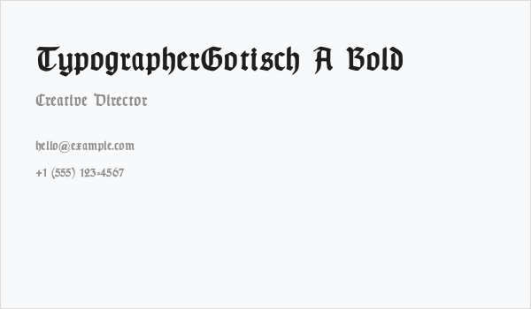 TypographerGotisch A Bold Business Card