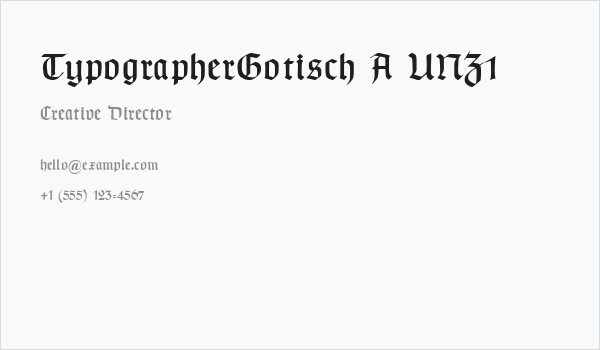 TypographerGotisch A UNZ1 Business Card