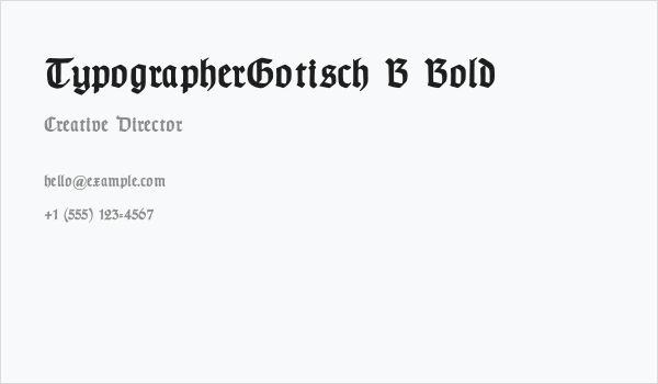 TypographerGotisch B Bold Business Card