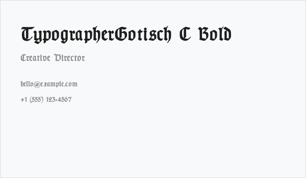 TypographerGotisch C Bold Business Card