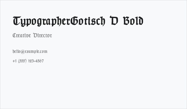 TypographerGotisch D Bold Business Card