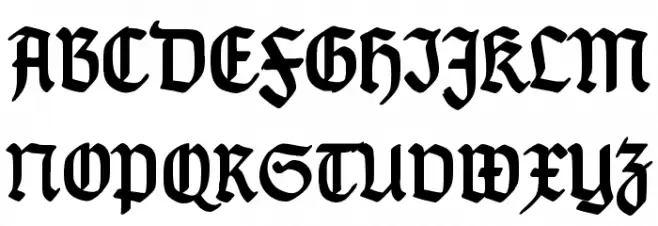 TypographerGotisch Schmal Bold Fonte MAIÚSCULAS