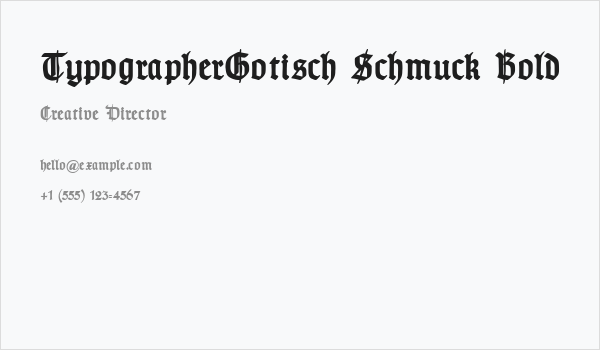 TypographerGotisch Schmuck Bold Business Card