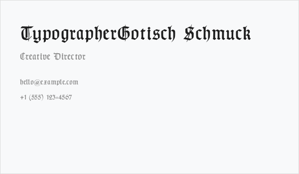 TypographerGotisch Schmuck Business Card