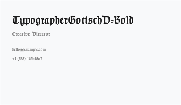 TypographerGotischD-Bold Business Card