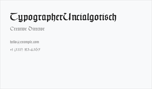 TypographerUncialgotisch Business Card