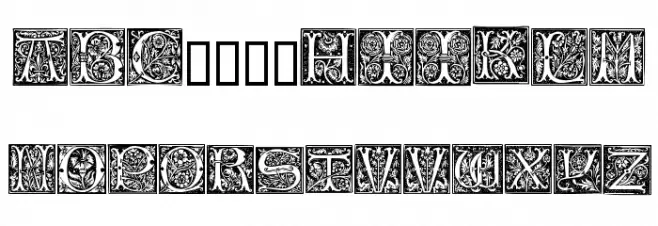 TypographerWoodcutInitialsTwo Reduced Шрифта ВЕРХНИЙ