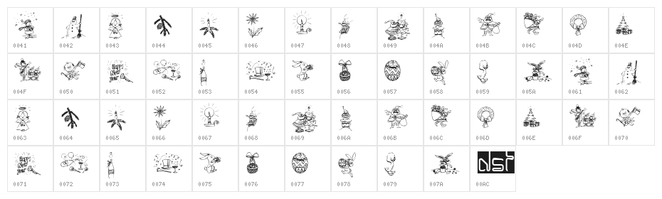 Typographers Holidayfont Character Map