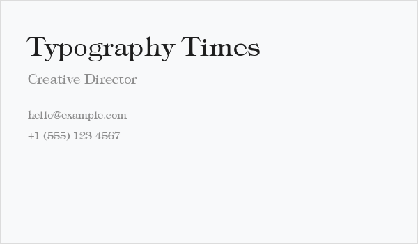 Typography Times Business Card