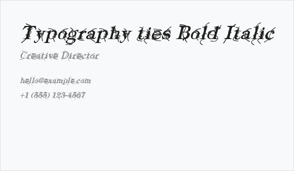 Typography ties Bold Italic Business Card