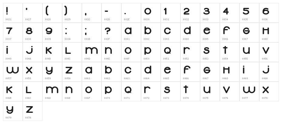Typolino Heavy Character Map