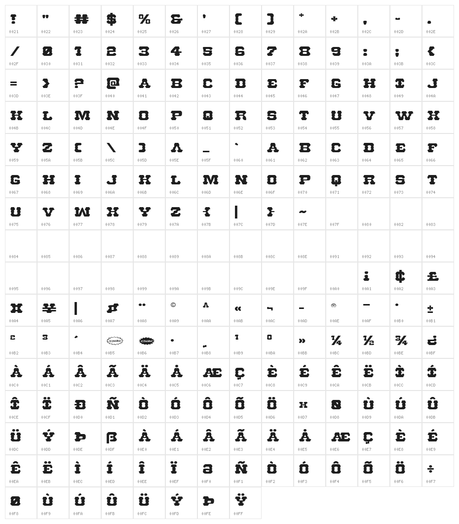 U.S. Marshal Expanded Character Map
