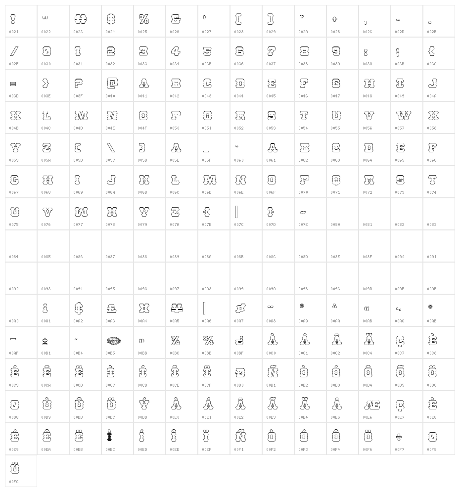U.S. Marshal Shadow Regular Character Map
