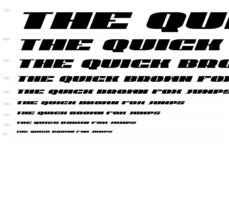 U.S.A. Condensed Italic Waterfall